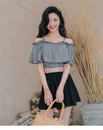 Swimsuit women's new Xia one shoulder camisole swimsuit ins conservative cover belly slimming split skirt swimsuit