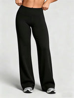 Women's Nude Feel Casual Straight Leg Pants Soft Slim Fit Wide Leg Yoga Trousers Running Gym Active Long Pants Plus Size Clothes