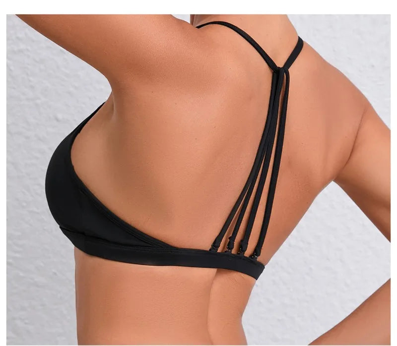 Women's Detachable Strap Yoga Bra Top Seamless Racerback Sweat-Wicking High Support for Yoga Running & Low Impact Workouts