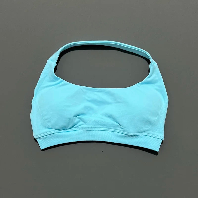 HISTELLO Impacts Sports Bra Women Seamless Yoga Halter Top High Support Push Up Open Back Gym Wear Workout Fitness Underwear