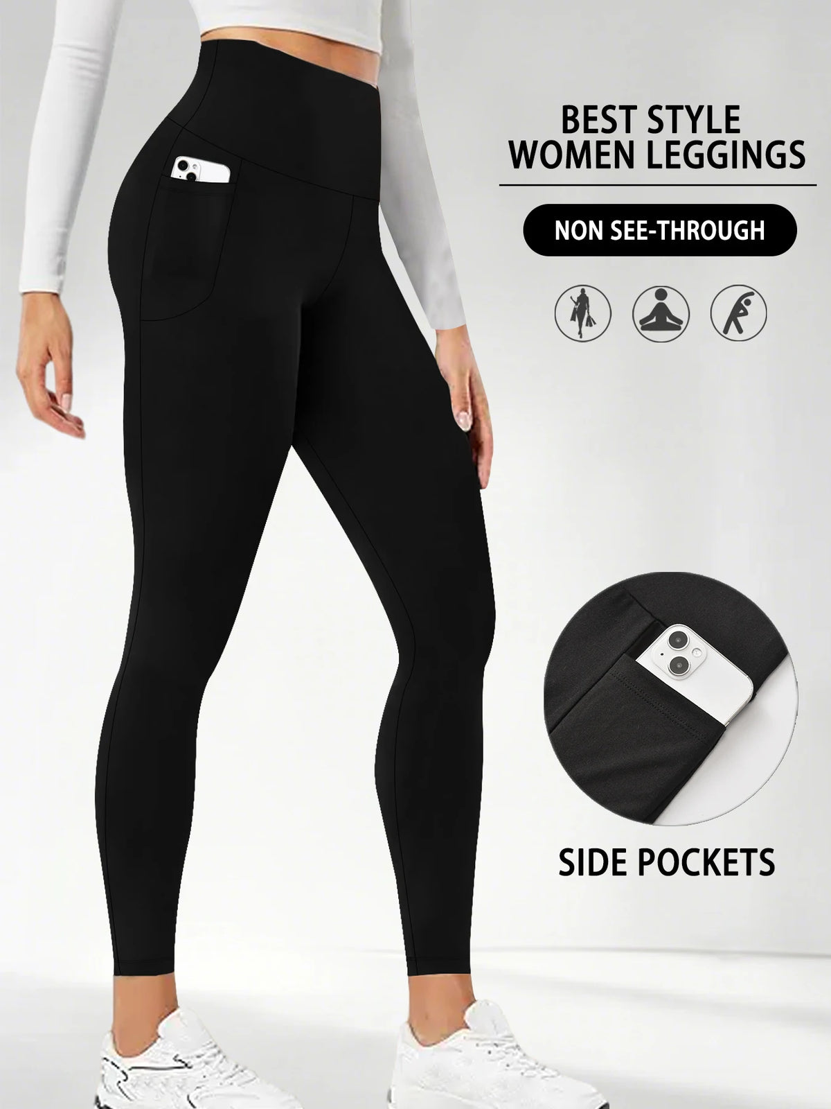 1/2 Pcs Super Soft Sports Leggings With Pockets For Women High Waisted Workout Yoga Running Push Up Fitness Tight Pants Women's