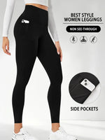 1/2 Pcs Super Soft Sports Leggings With Pockets For Women High Waisted Workout Yoga Running Push Up Fitness Tight Pants Women's