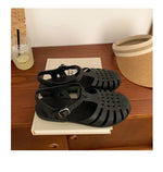 Women Rome Sandals Cut-out Gladiator Style Summer Shoes Soft PVC Peep Toe Girls Student Street Outdoor Sandals
