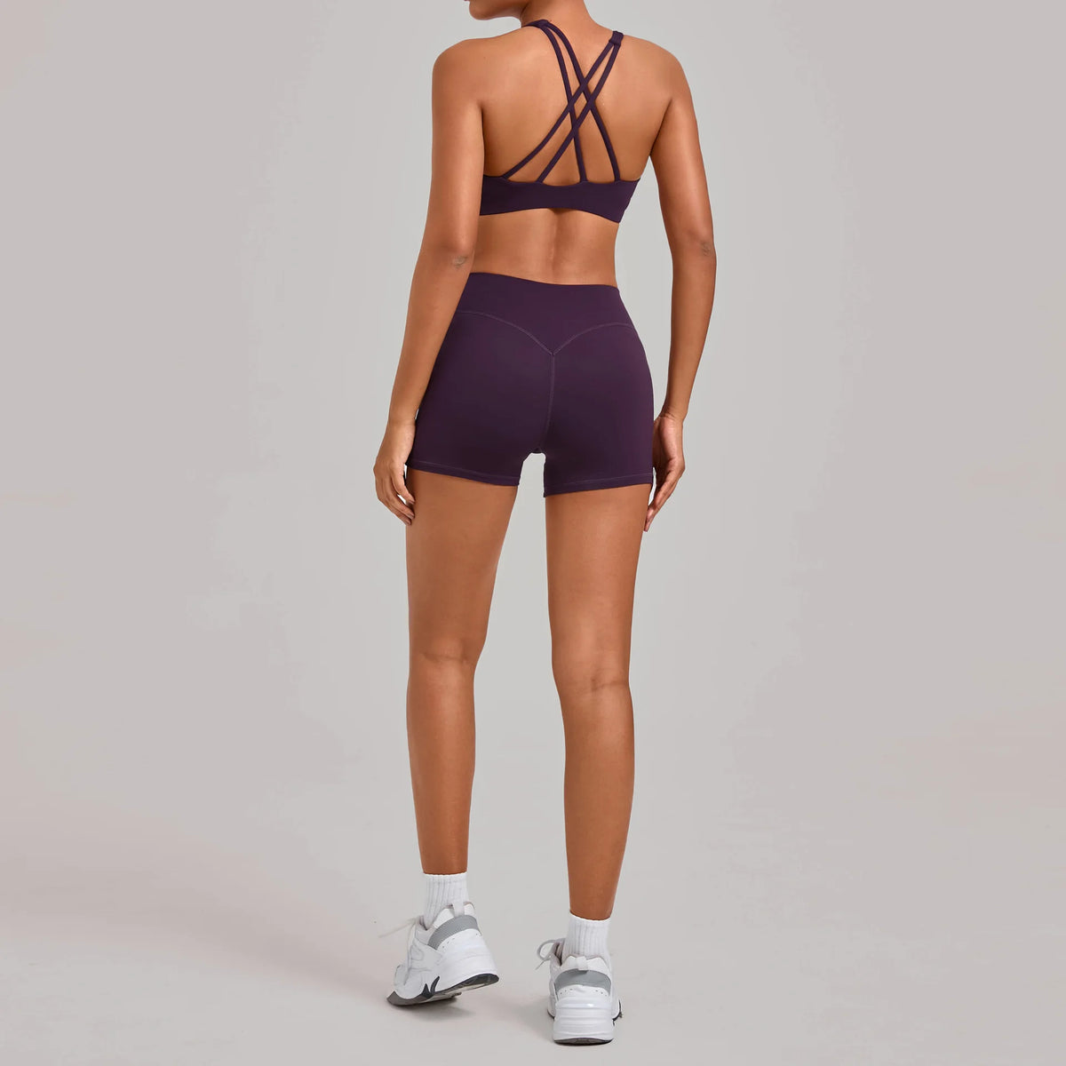 Women's Nude Yoga Sets Sports Cross Beauty Back Bra Hip-lifting Slim Fit Shorts Suits Running Fitness Workout Gym Sets