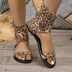 Women Sandals New Fashion Round Toe Back Zipper Sandals Female 2026 Summer Trendy Leopard Print Casual Shoes