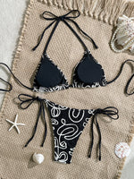Sexy Black Lace Bikini Set Women 2026 Beach Push Up Bra Bandage Thong Swimsuit Brazilian Holiday Bathing Suit Two Piece Swimwear