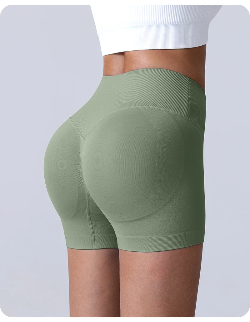Cross-Back Yoga Shorts for Women - High-Waisted Tummy Control Fitness & Yoga Running Breathable Quick-Dry Shorts
