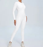 Hearuisavy Summer V Back Sports Jumpsuit Yoga Clothes Rompers Women Long Sleeveles Workout Bodysuits Backless One-piece Suit