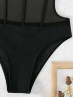 Halter Mesh Sheer Underwired One Piece Swimsuit Women Swimwear Female Backless Hollow Out Monokini High Cut Bathing Suit Swim