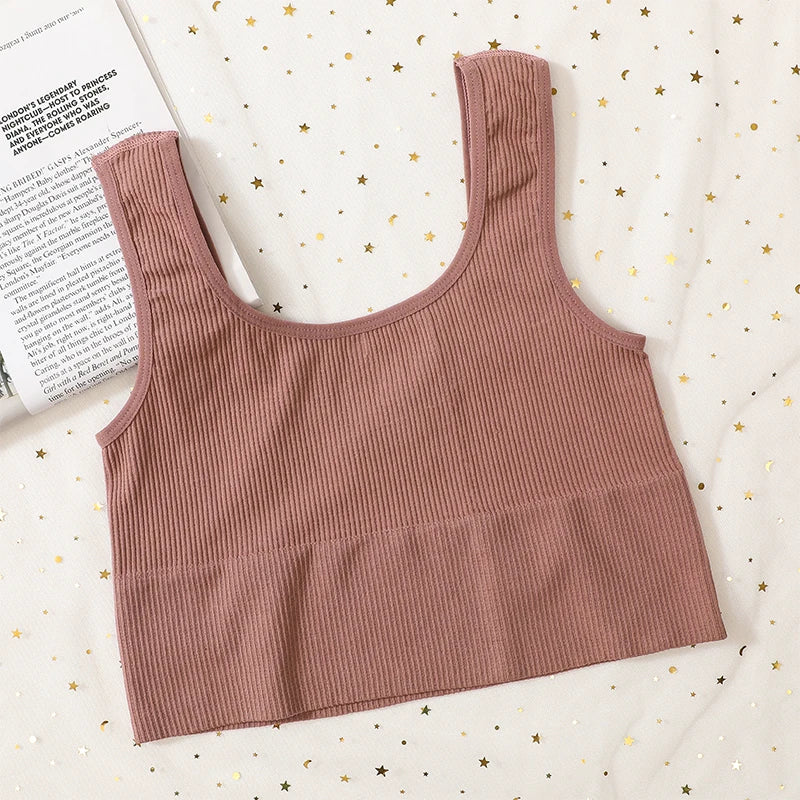 Seamless Bras For Women Streetwear Rib Sports Tank Top Sexy Lingerie No Pads Crop Top Female Fitness Underwear