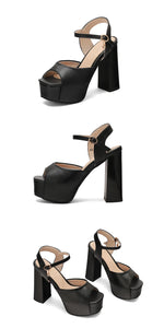 New Women Sandals Summer Shoes Sexy Peep Toe Thick High Heels Platform Black Dress Party Wedding Shoes Woman Pumps