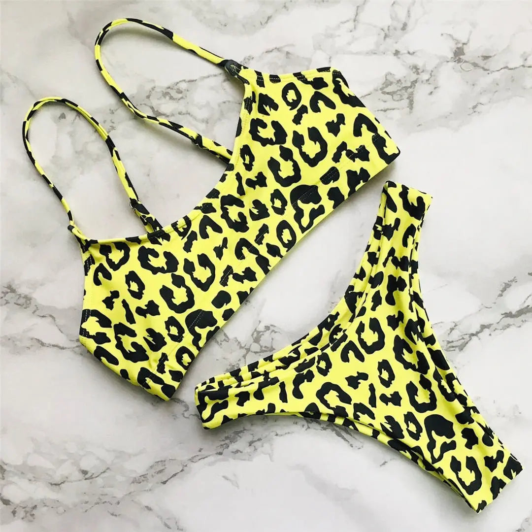 14 Color S - XL Sexy Leopard Bikini Women Swimwear Female Swimsuit Two-Pieces Bikini Set Brazilian Bather Bathing Suit Swim V871