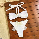 2025 New Sexy Swimsuit Metal Accessories Hollow Bikini Solid Color Tube Top Strap Women's Swimsuit Maillot De Bain 2 Pièce Femme