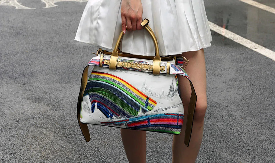 Jungle Pattern Women's Handbags Large Capacity Crossbody Bag Belt Lettering Decoration Shoulder Bag 2024 Designer Luxury Bag