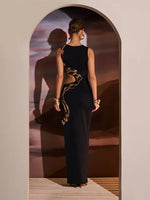 Snake Print Cut Out Slim Long Dress Women Fashion Sexy Package Hip Bodycon Slit Sleeveless Dresses Club Party Vestidos 2025 New