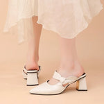 Pointed Toe Women's Slippers High Heels Shoes Woman Sandals 2026 Summer Elegant Chunky Shoes Slingback Flip Flops