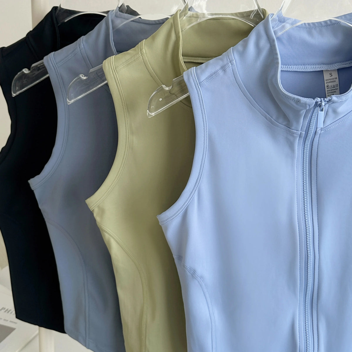 Women Sleeveless Zip Yoga Vest Slim Sports Tank Top Gym Workout Running Fitness Outerwear