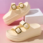 Women's Slippers Solid Color One LineThick Soles Anti Slip and Wear-resistant Fashionable Simple Indoor Outdoor Beach Sandals