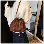 2026 Soft Commuting Crossbody Bags Faux Suede Sewing Hot Sale Bags for WomenThread Solid Color String Women's Handbags