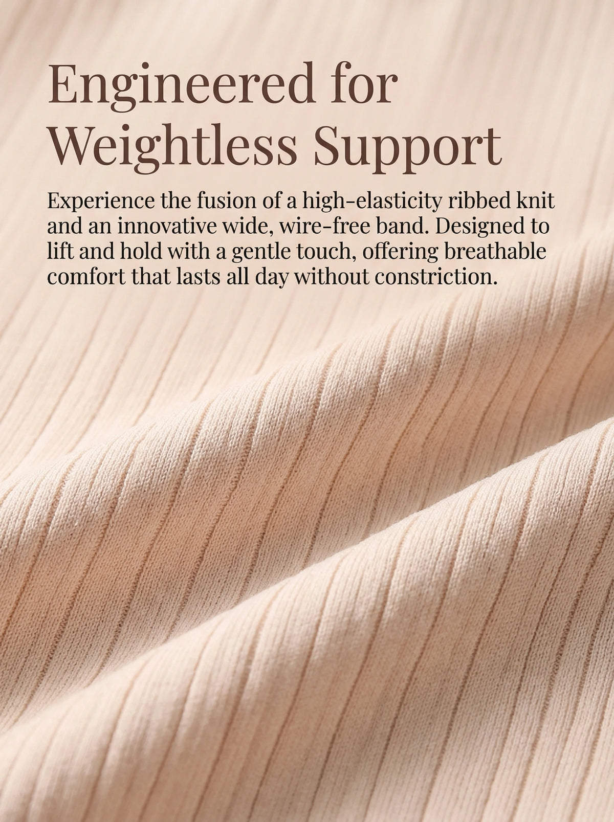 Plus Size Wireless Bra Women Nude Ribbed Bralette Removable Pads Full Coverage High Support Comfortable Everyday Lingerie MR3606