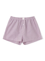 Women’s Plaid Print Shorts Elastic Low Waist Button Front Lounge Shorts Boxers Streetwear