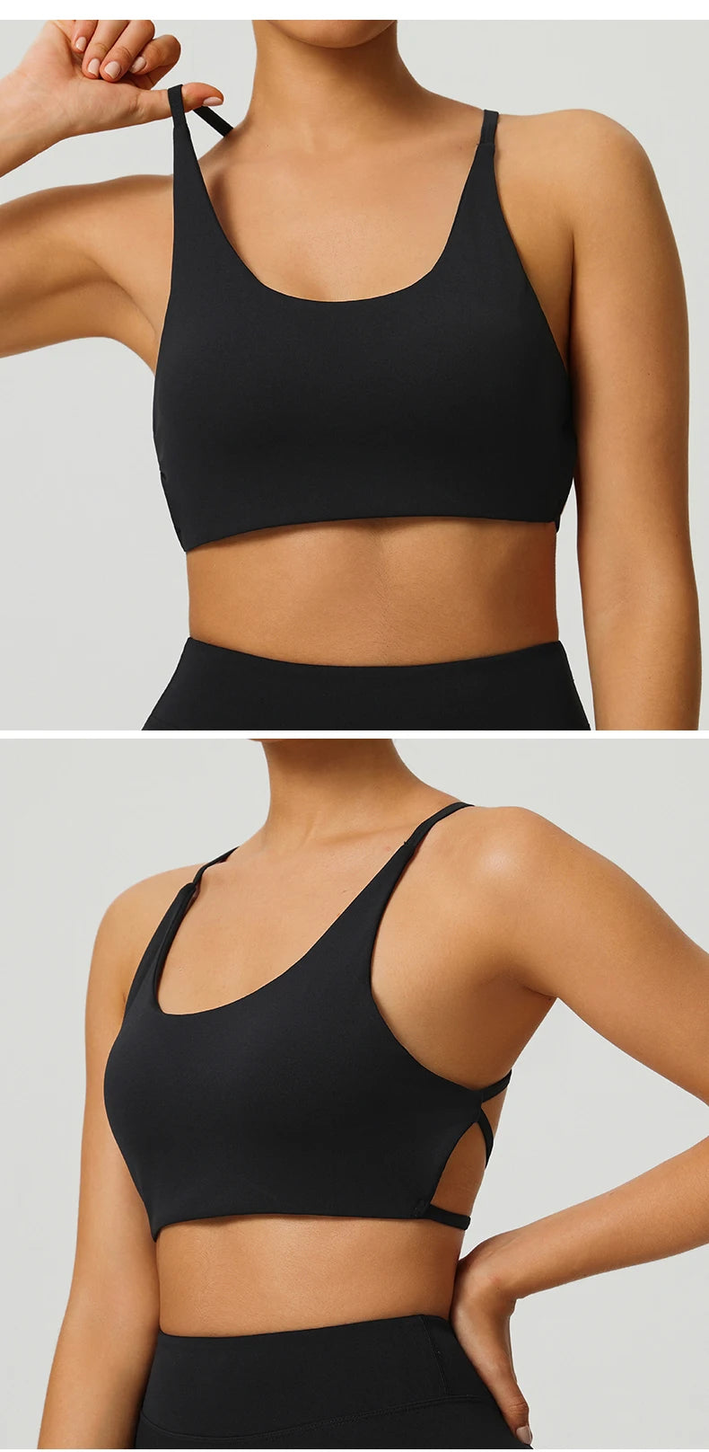 Sexy Soft Fitness Sport Bra Spaghetti Strap Cross Back Hollow Women Top Tight Gym Yoga Underwear Athletic Workout With Chest Pad