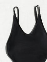 DEKA Black V Neck One-Piece Swimwear Women's Elegant Retro Black Backless Swimsuit High Waist Bathing Suit