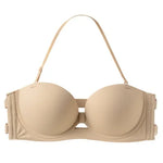 Strapless Push Up Bra, Wireless Half Cup Detachable Straps Anti-Slip Women Brassiere Small Bust Lift Sexy Cross Back Underwear