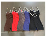 Spring/summer Women's Contrasting Yoga Jumpsuit Hollow Out Cross Back Camisole One Piece Sports Suit Hip Lifting Fitness Romper