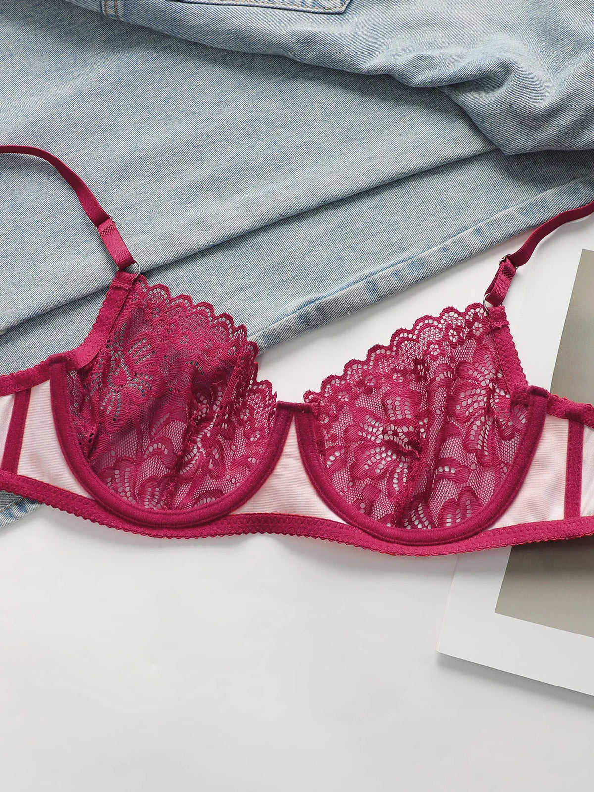 Women's sexy pink leopard print lace bra thin, breathable with steel rims push up bra daily close fitting underwear set A3131