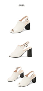 New Women Sandals Peep Toe High Heels Summer Gladiator Shoes Black Brown Woman Ankle Strap Sandalias Female Mujer Big Size