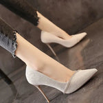 High Heels Women withSpring and Autumn Pointy Women's Shoes Dress Wedding Shoes Temperament Banquet Single Shoes