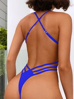 DEKA Backless One Piece Swimsuit Vintage V-neck Swimwear Women Bathing Swimming Suit Female Summer Beachwear Bodysuit