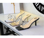 BIGTREE New Crystal Slippers Shoes Women Fine High Heels Transparent Sandals Female Slippers Sexy Outside Beaded Beach Shoes