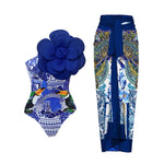 2024 Sexy Sling Ruffle Solid Two Pieces Bikini Women High Waist 3D Flower Swimsuit Skirt Summer Backless Beachwear Bathing Suit
