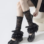 Women Lace Tiered Ruffle Leg Warmers Summer Elegant Stacked Mesh Socks for Dance Party Daily Wear