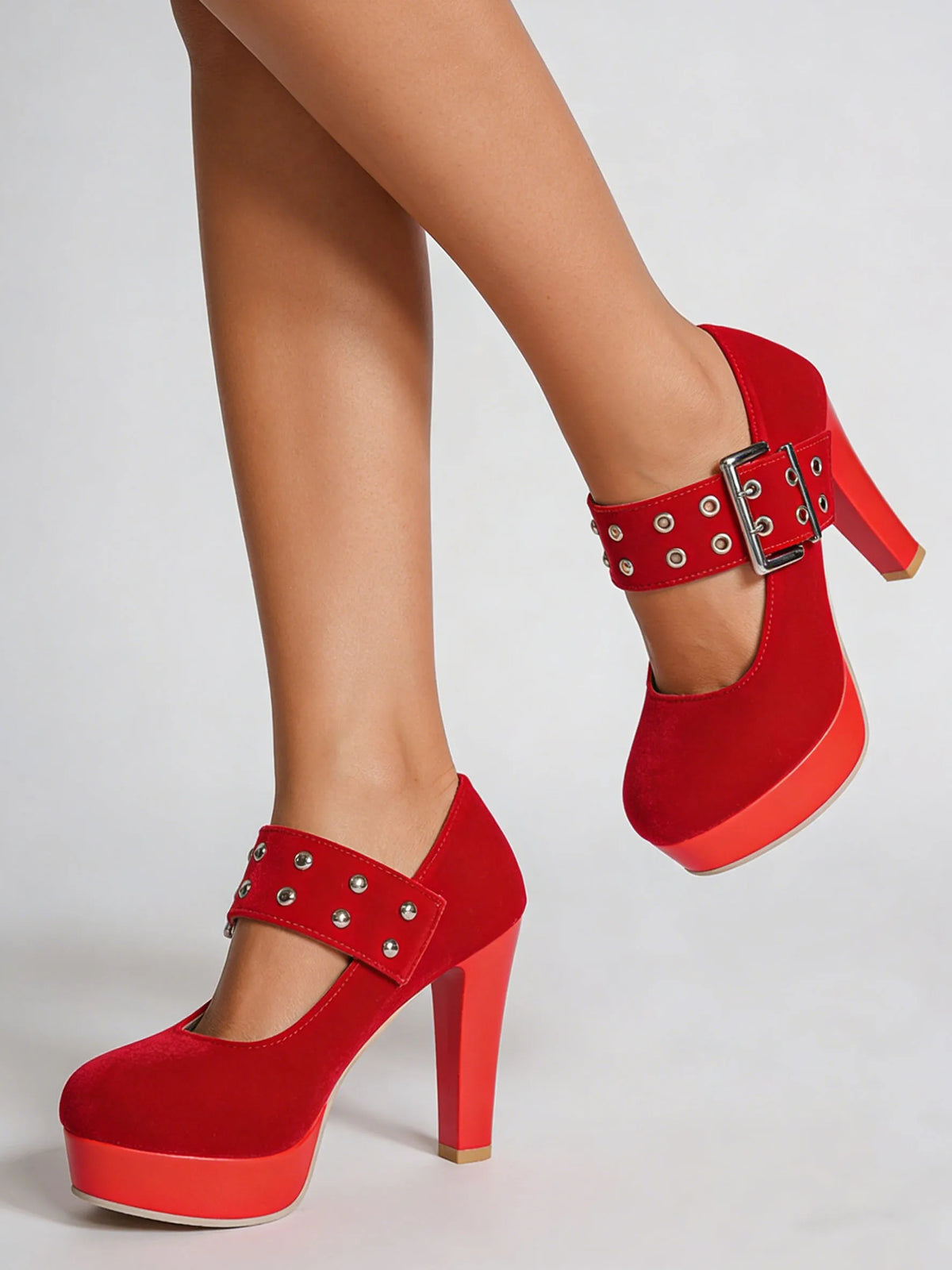 2026 Big Size 33-43 Retro Black Office Lady Buckle Strap Mary Janes Platform Pumps Elegant Red 10.5cm High Heels Shoes Women