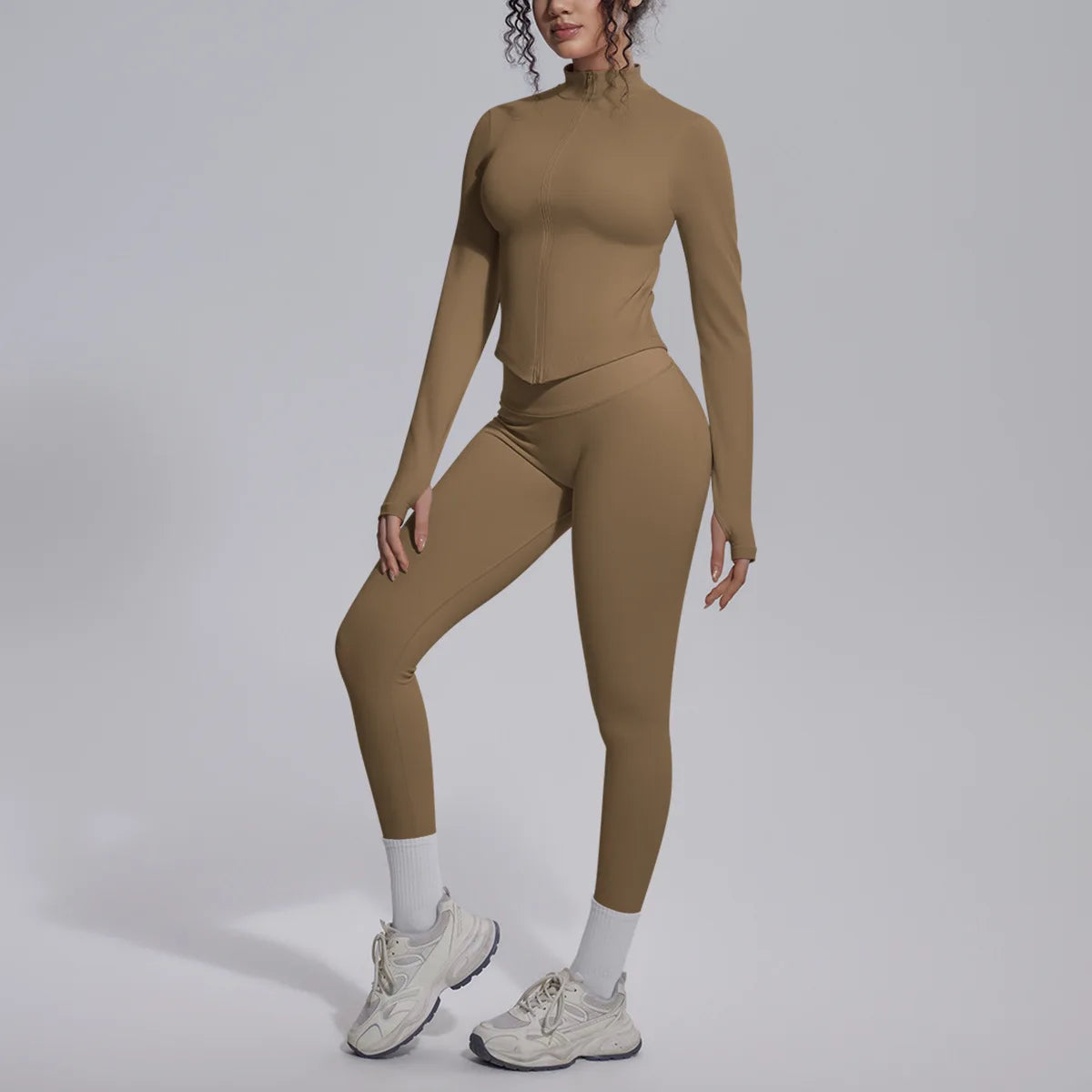 Women's Seamless Yoga Sets Sports Fitness Zipper Long-Sleeve Jacket Slim-fit Hip Lift Pants Suits Workout Training Gym Sets