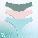 3PCS Women Seamless Panties Wavy Design Ultra-thin Panties Women Ice Silk Underwear Sexy Panty Low Waist G-string Female Solid