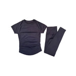 2 Piece Women Solid Color Set Summer Casual Short Sleeve T-Shirt High Waist Long Pants Soft Breathable Tracksuit Daily Outfit