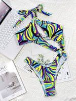 2026 New Sexy One Piece Swimsuit Swimwear Women Print Hollow Halter High Waist One-piece Bathing Suit Beachwear Banadores Mujer