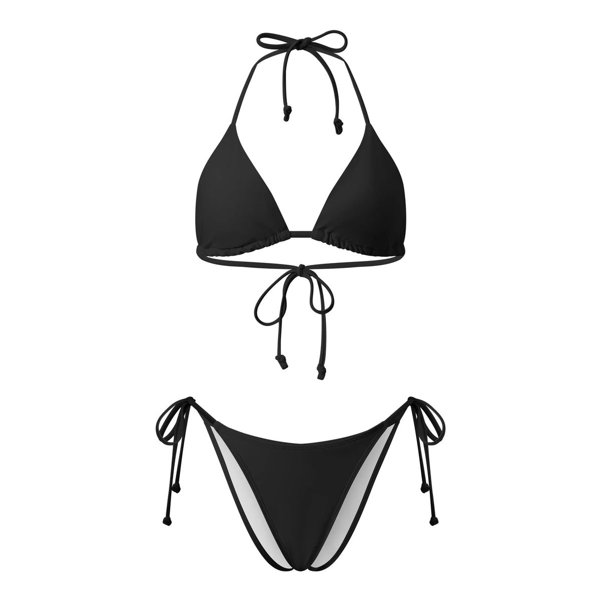 2026 Summer Women's Solid Color Swimwear Halter Bikini Set Bra with Side Tie Thong 2Pcs Bathing Suits Sexy Fashion
