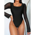 Long Sleeve Lace Up Mini Micro Thong One Piece Swimsuit Women Swimwear Female Strappy Backless Bather Bathing Suit Swim V5685