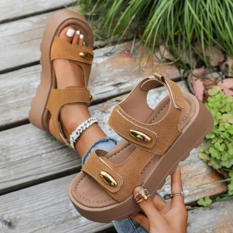 Summer Chunky Sandals Women's Wedge Heels Slides 5cm High Heels Platform Casual Woman Beach Thick Bottom Sandals