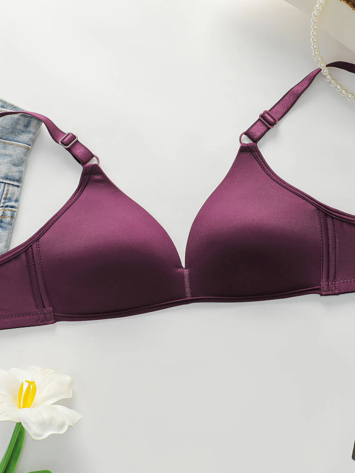 (3/4) Cup sizeUltra Thin Sexy Ice Silk Wireless Bra For Women Sexy Gather Underwear Push Up Simple Lingerie J8826