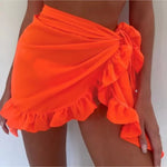 Beachwear Wraps Bikini Cover Ups Tassel Dress Bikini Summer Mesh Mini Ruffle Skirt for Women Candy Bathing Skirt Girls Swimsuit