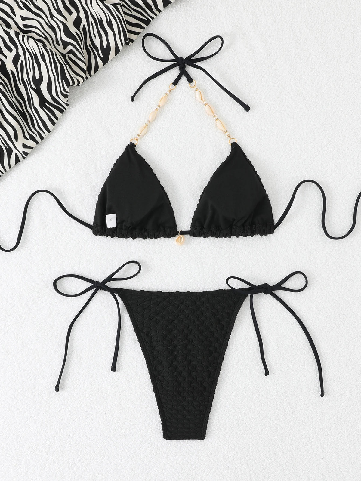 2026 Halter String Triangle Bikini Women Sexy Swimwear Female Mesh Swimsuit Solid Bathers Bathing Swimming Swim Suit Beachwear