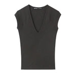 Women's Casual Slim Fit Sleeveless V-Neck T-Shirt ZXZ0