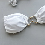 DEKA Bandeau Bikini Summer Beach Classic Strapless Swimsuit Women Sexy Tie Side Shiny Metal Hardware Ring Bandeau Bikni Beach