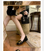 Women Pumps Fashion Square Heel Sexy High Heels Wedding Shoes Ladies Round Toe Metal Buckle Party Chunky Shoes Zapatillas Mujer